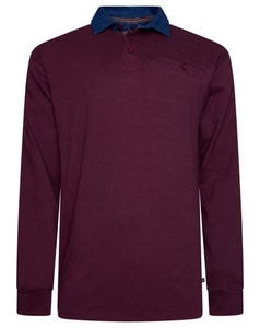 KAM Long Sleeve Plain Denim Collar Rugby Polo Fig